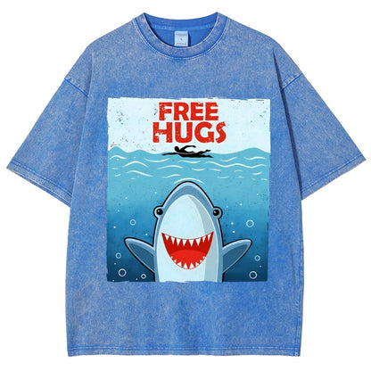 Free Shark Hugs Vintage Distressed T-shirt