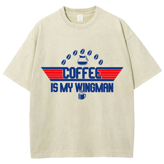 Coffee Is My Wingman Vintage Distressed T-shirt