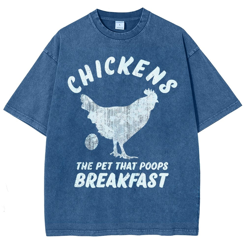 Chickens Poop Breakfast Vintage Distressed T-shirt