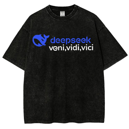 Deepseek R1 Graphic Vintage Distressed T-shirt