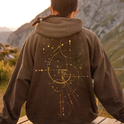 Distressed Fibonacci Printed Back Cotton Hoodie