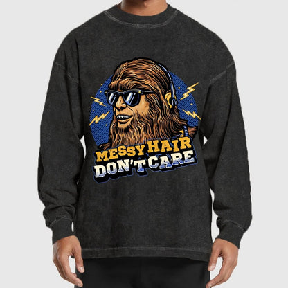 Messy Hair Don't Care Washed Long Sleeve Tee