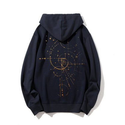 Distressed Fibonacci Printed Back Cotton Hoodie