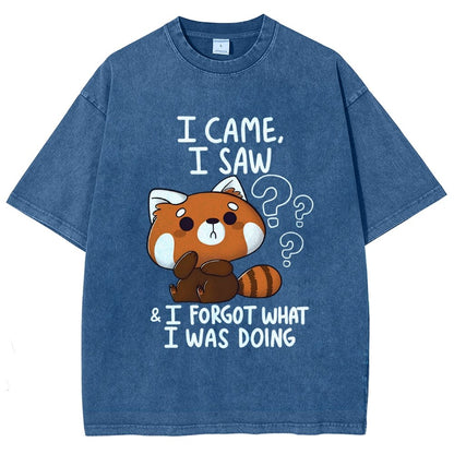 I Came I Saw I Forgot What I Was Doing Forgetful Red Panda Vintage Distressed T-shirt