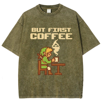 But First Coffee Vintage Distressed T-shirt