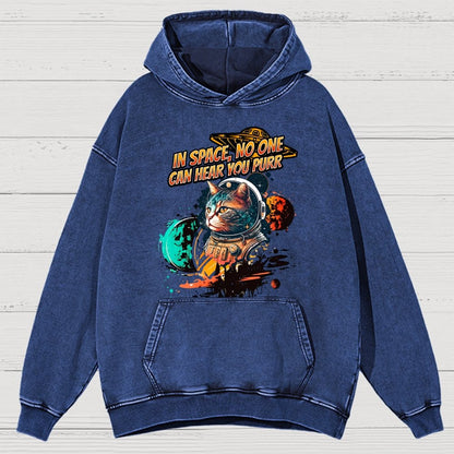 In Space No One Can Hear You Purr Vintage Distressed Hoodie