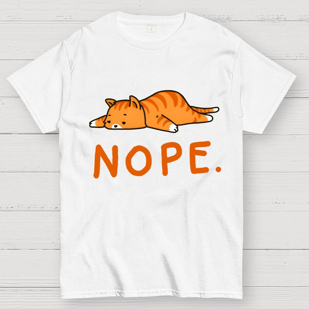Nope Lazy Cat Geek T-Shirt