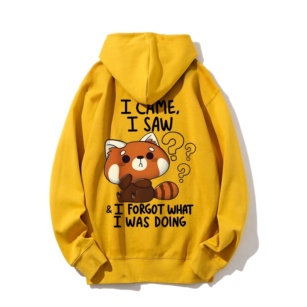 Forgetful Red Panda Printed Back Unisex Cotton Hoodie