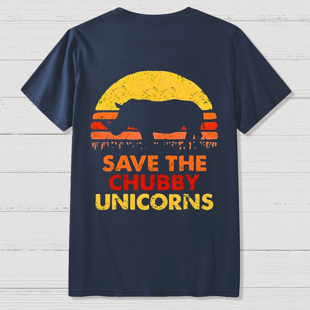 Save The Chubby Unicorns  Back Printing Geek T-Shirt