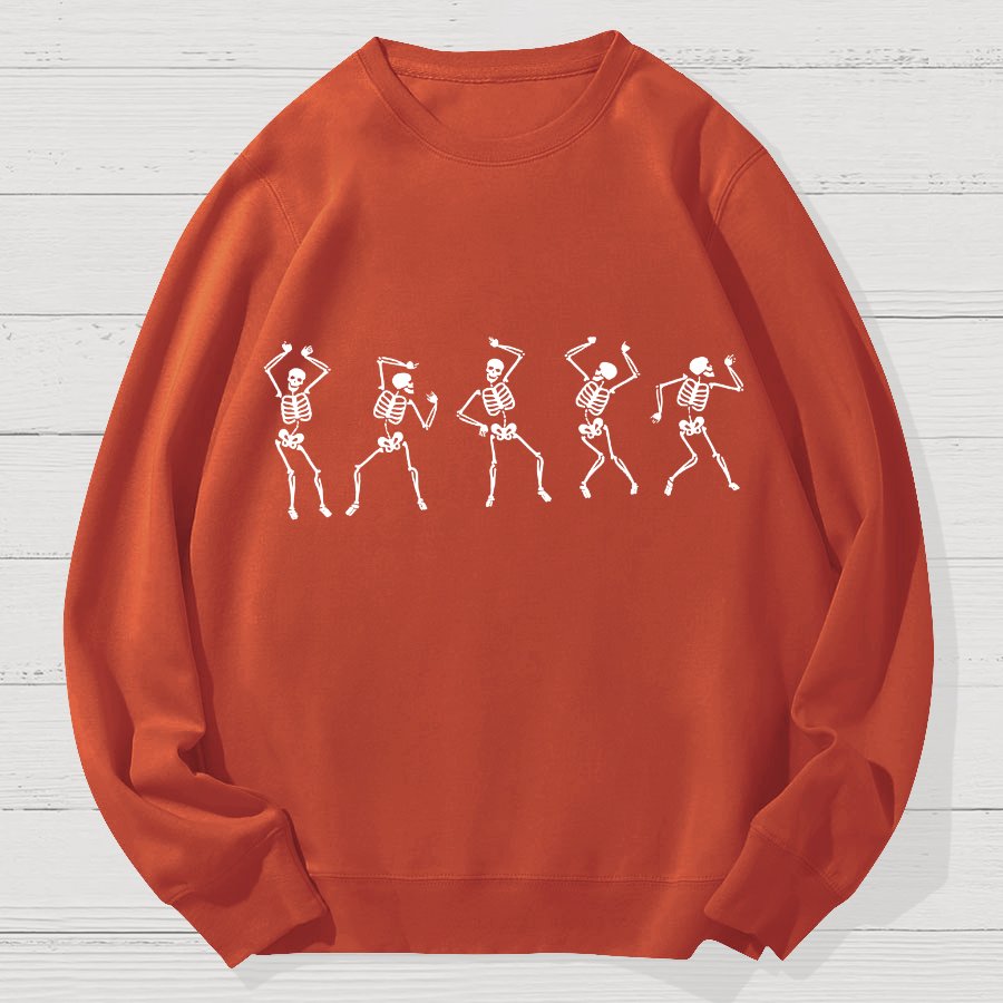 Dancing Skeleton Happy Halloween Geek Cotton Sweatshirt