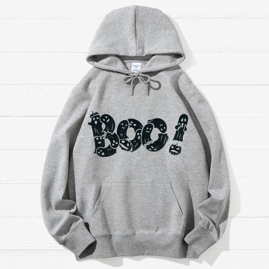 Boo - Funny Cute Ghost Typography Geek Cotton Hoodie