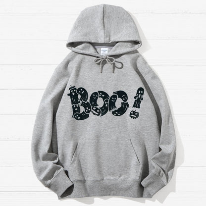 Boo - Funny Cute Ghost Typography Geek Cotton Hoodie