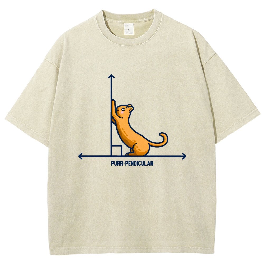 Purr-Pendicular Cute Maths Cat Premium Vintage Distressed T-shirt