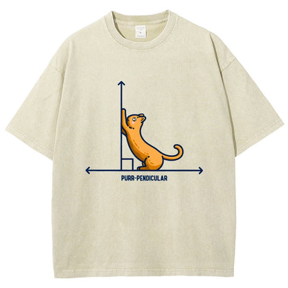 Purr-Pendicular Cute Maths Cat Premium Vintage Distressed T-shirt