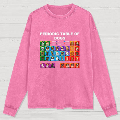 Periodic Table Of Dogs Dog Lover  Funny Science Washed Long Sleeve Tee