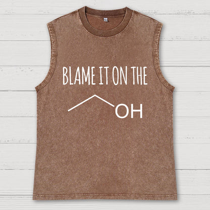 Blame It On The Alcohol Vintage Distressed Washed Tank