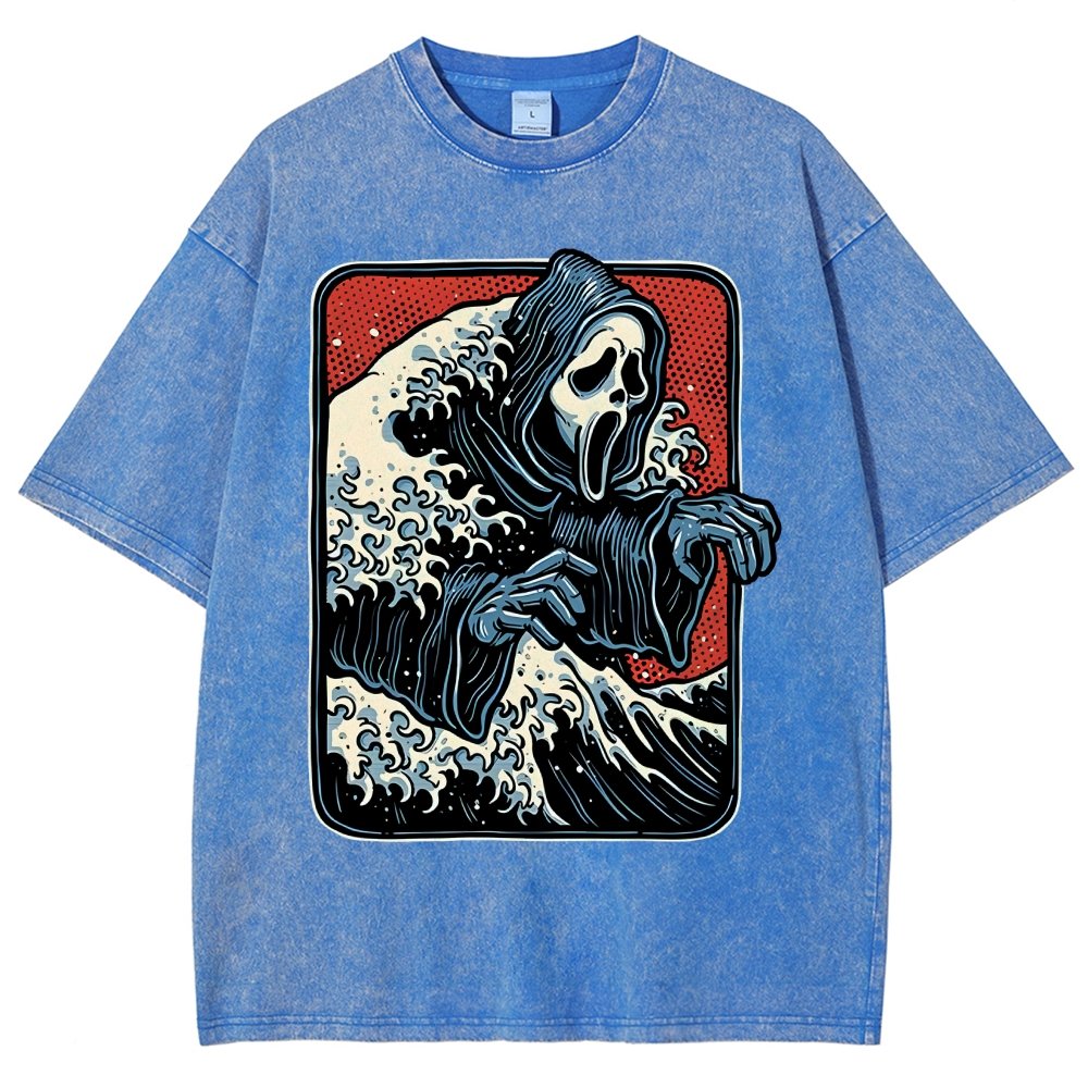 Ghost Wave Vintage Distressed T-shirt