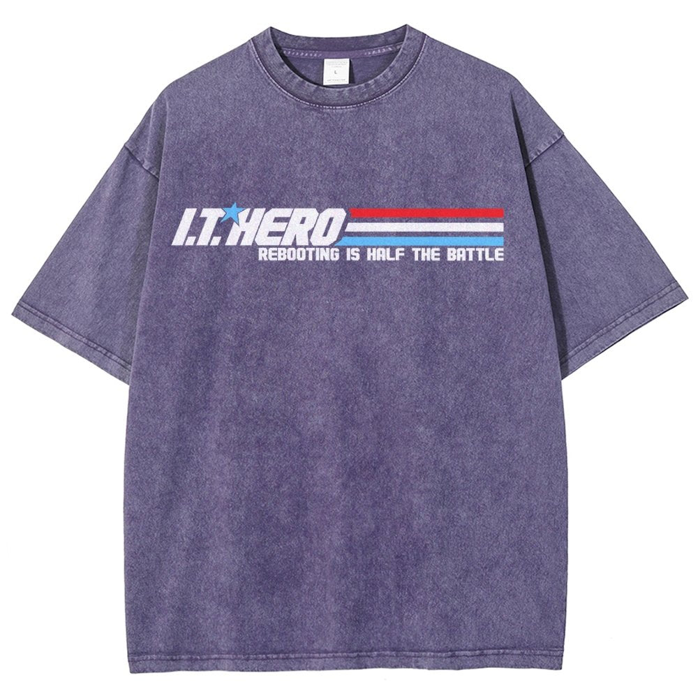 I.T. Hero Rebooting is Half the Battle Vintage Distressed T-shirt