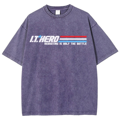 I.T. Hero Rebooting is Half the Battle Vintage Distressed T-shirt