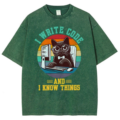 I Write Code And I Know Thing Vintage Distressed T-shirt