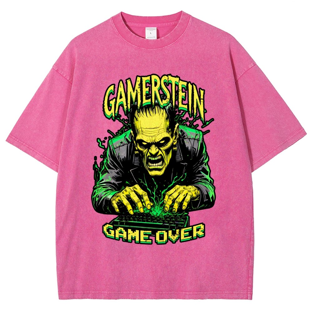 Gamerstein Game Over Funny Halloween Vintage Distressed T-shirt