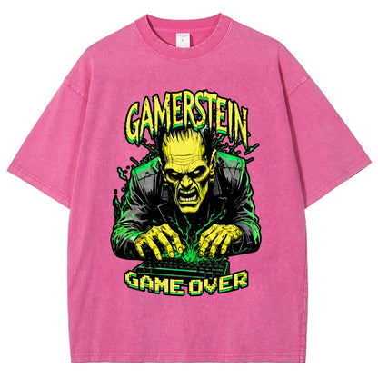 Gamerstein Game Over Funny Halloween Vintage Distressed T-shirt