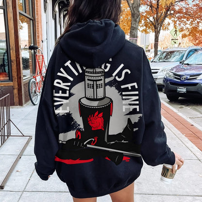Everything Is Fine Printed Back Cotton Hoodie