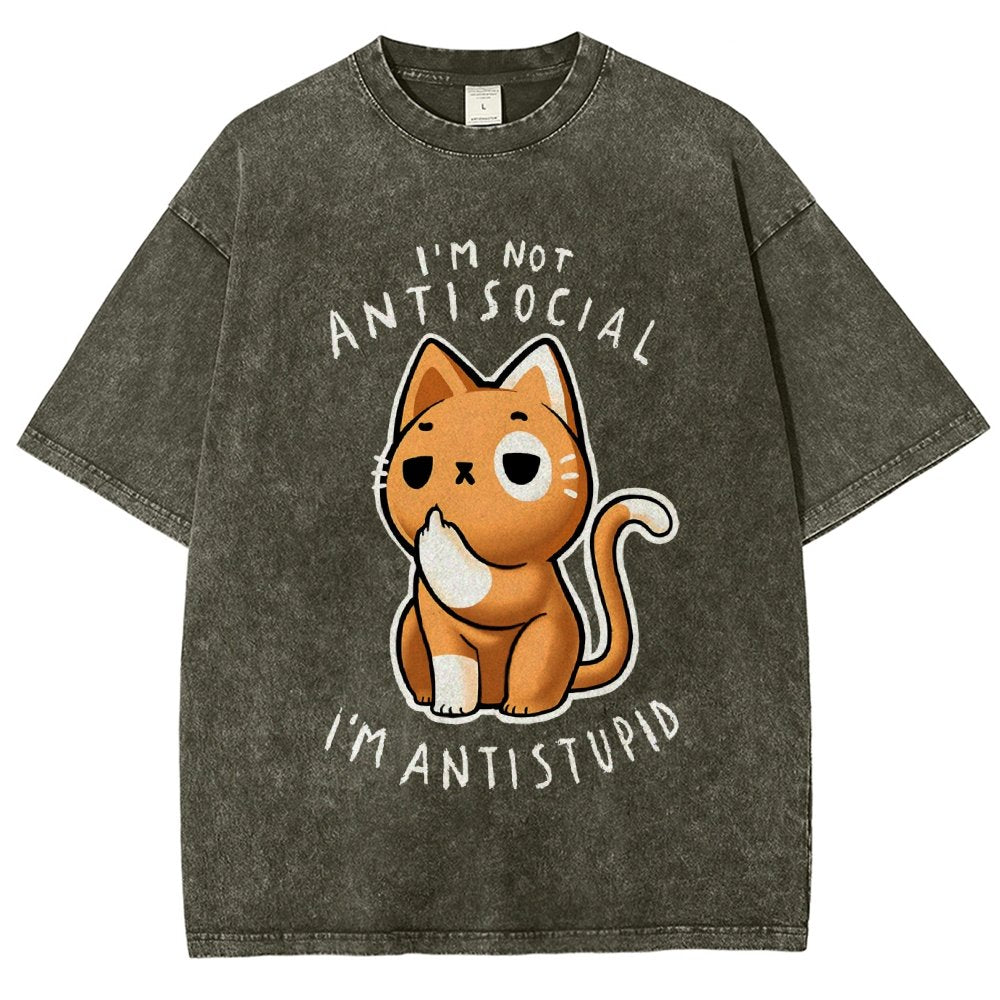 I'm not Antisocial I'm Antistupid Vintage Distressed T-shirt