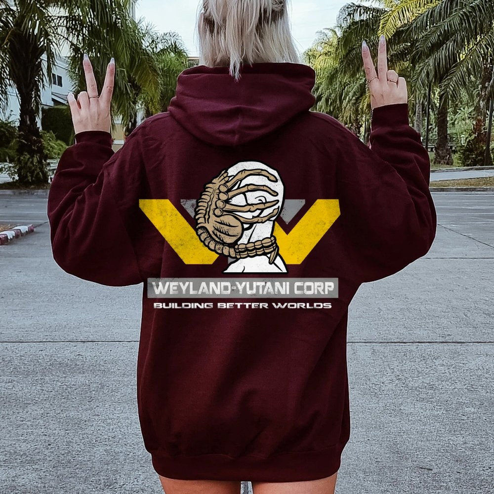 Mysterious Creatures Building Better Worlds Printed Back Unisex Cotton Hoodie