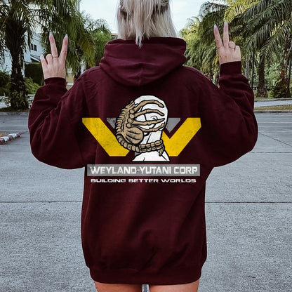 Mysterious Creatures Building Better Worlds Printed Back Unisex Cotton Hoodie