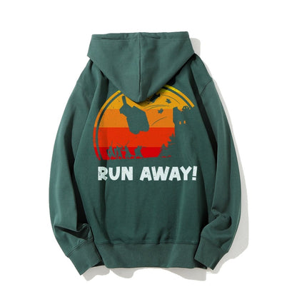 Run Away Printed Back Unisex Cotton Hoodie