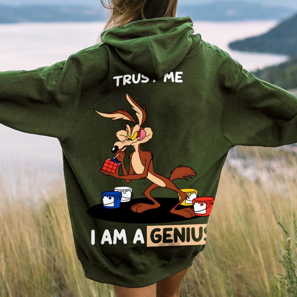 Trust Me I'm a Genius Printed Back Cotton Hoodie