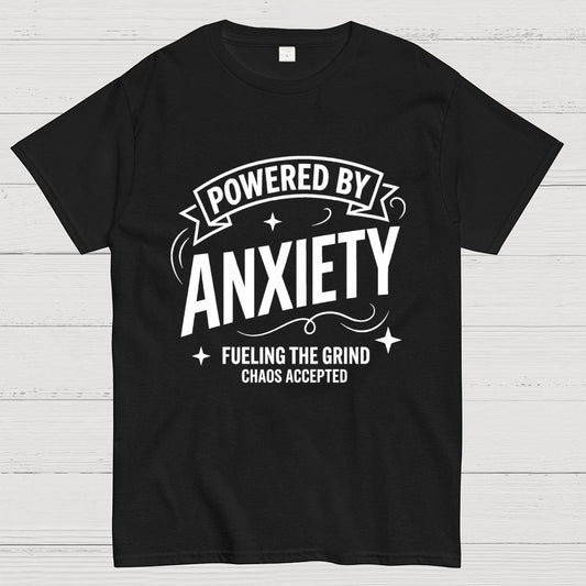 Powered By Anxiety Art Print Geek T-Shirt
