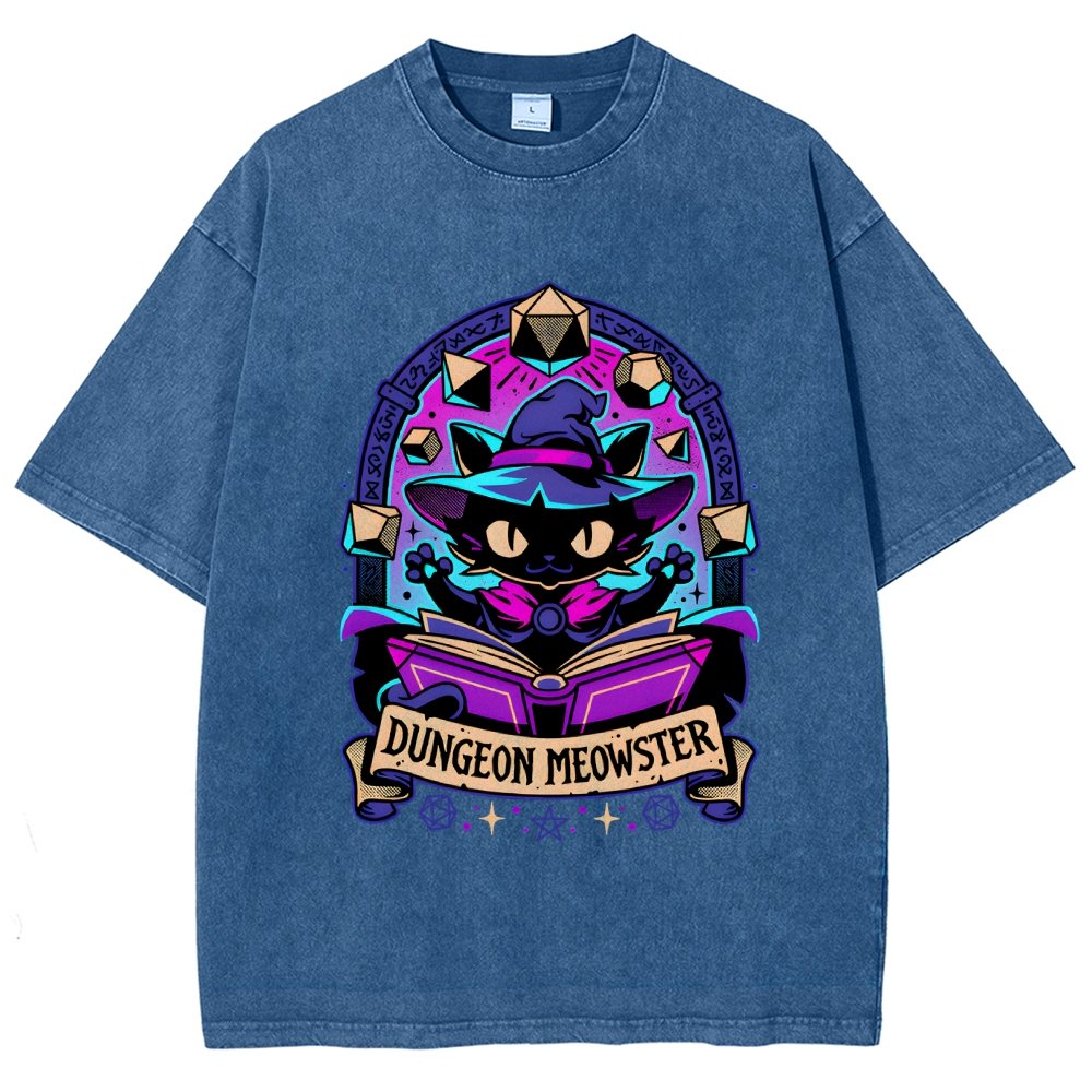 Feline Dungeon Keeper Meowster Vintage Distressed T-shirt