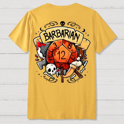 Barbarian Dice Game Front And Back Printing Geek T-Shirt