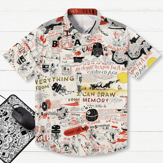 Vintage Planet And Alien Art Print Geek Hawaiian Shirt