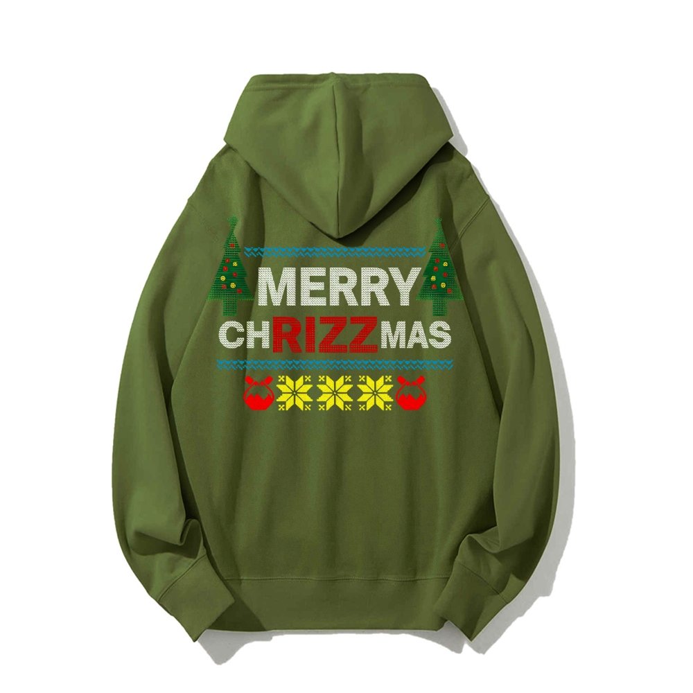MERRY CHRIZZMAS Printed Back Unisex Cotton Hoodie