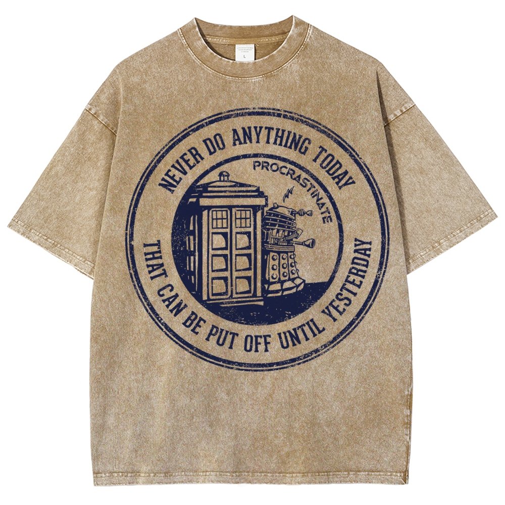 Time Travel Procrastination Vintage Distressed T-shirt