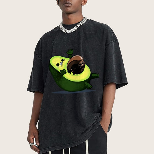 Quirky Alien Avocado Vintage Distressed T-shirt