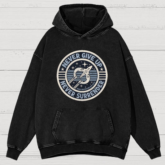 Never Give Up Never Surrender! Vintage Distressed Hoodie