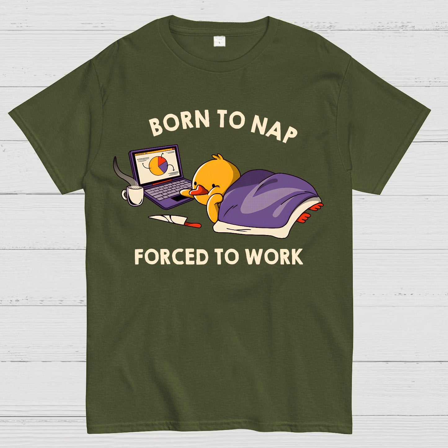 Born to Nap Forced To Work Funny Duck Geek T-Shirt