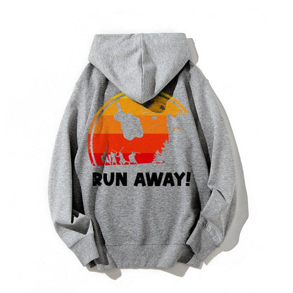 Run Away Printed Back Unisex Cotton Hoodie