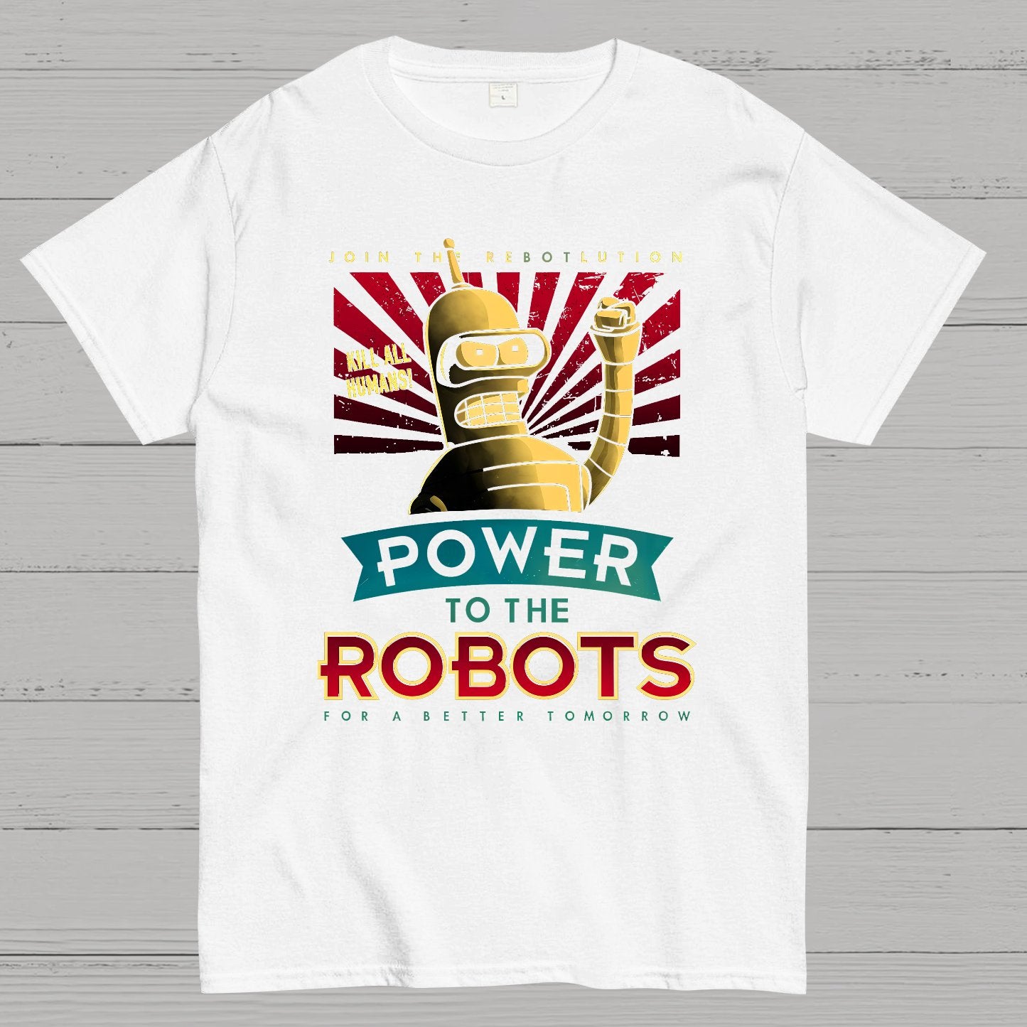 Power To The Robots Geek T-Shirt