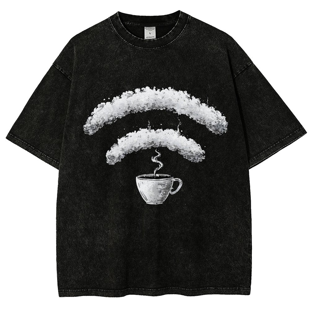 Connected Through Caffeine Vintage Distressed T-shirt