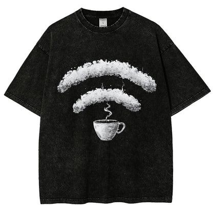 Connected Through Caffeine Vintage Distressed T-shirt