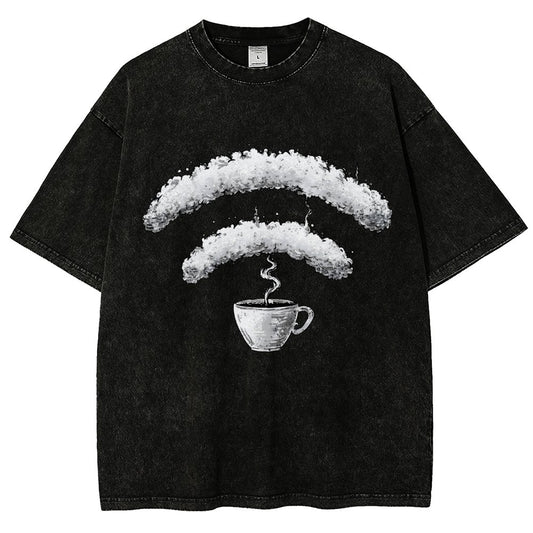 Connected Through Caffeine Vintage Distressed T-shirt