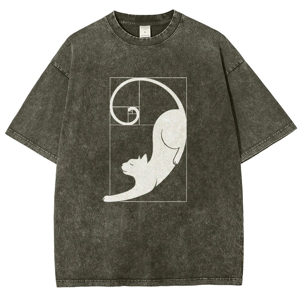 Fibonacci Cat Golden Ratio Vintage Distressed T-shirt