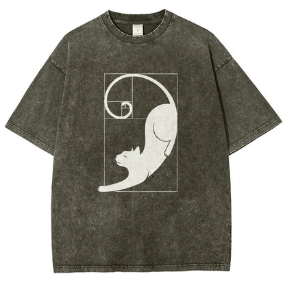 Fibonacci Cat Golden Ratio Vintage Distressed T-shirt