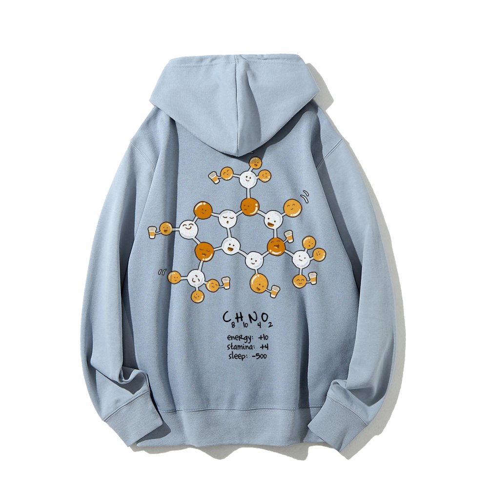 Caffeine Power Up Printed Back Unisex Cotton Hoodie