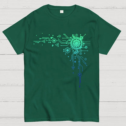 Blue Tech Element Print Unisex Geek T-Shirt